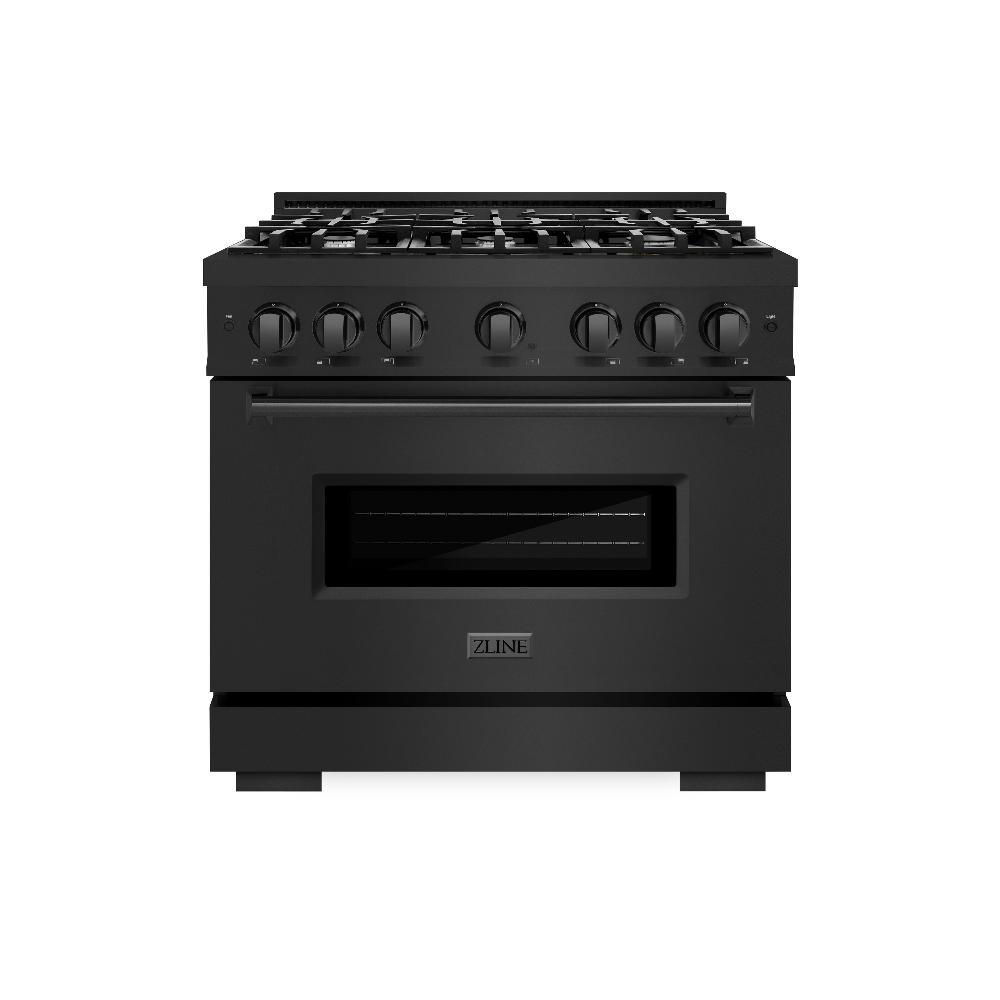 ZLINE Classic 36-inch range in black stainless steel CGRB-36, front view