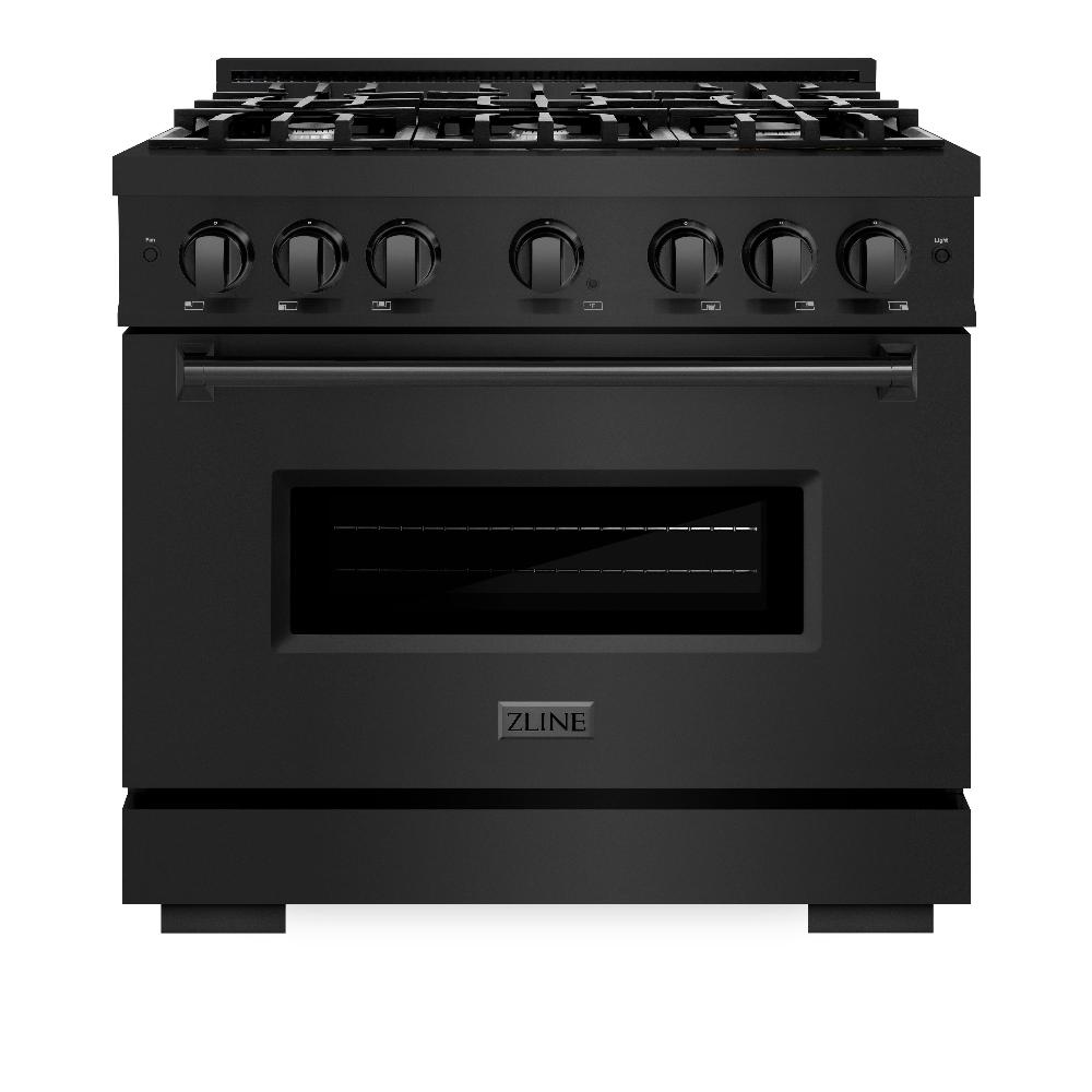 ZLINE Classic 36-inch range in black stainless steel CGRB-36, front view