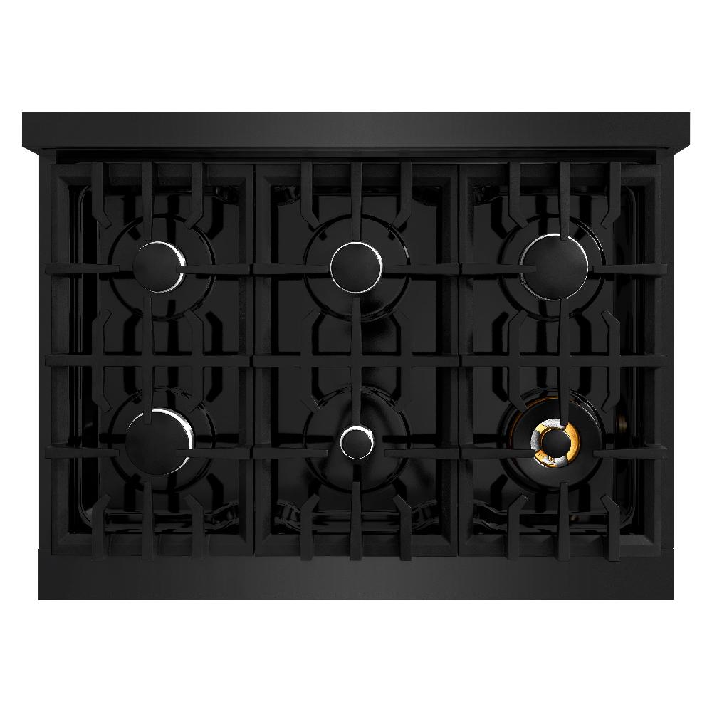 ZLINE Classic 36-inch range in black stainless steel CGRB-36, from above