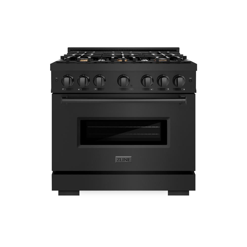 ZLINE Classic 36-inch range in black stainless steel CGRB-BR-36, front view