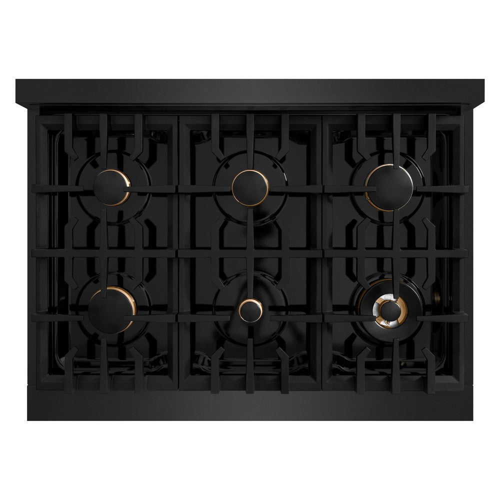 ZLINE Classic 36-inch range in black stainless steel CDRB-BR-36, from above
