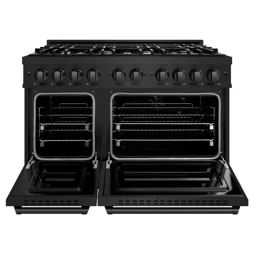 ZLINE Classic 48-inch range in black stainless steel CGRB-BR-48, front view