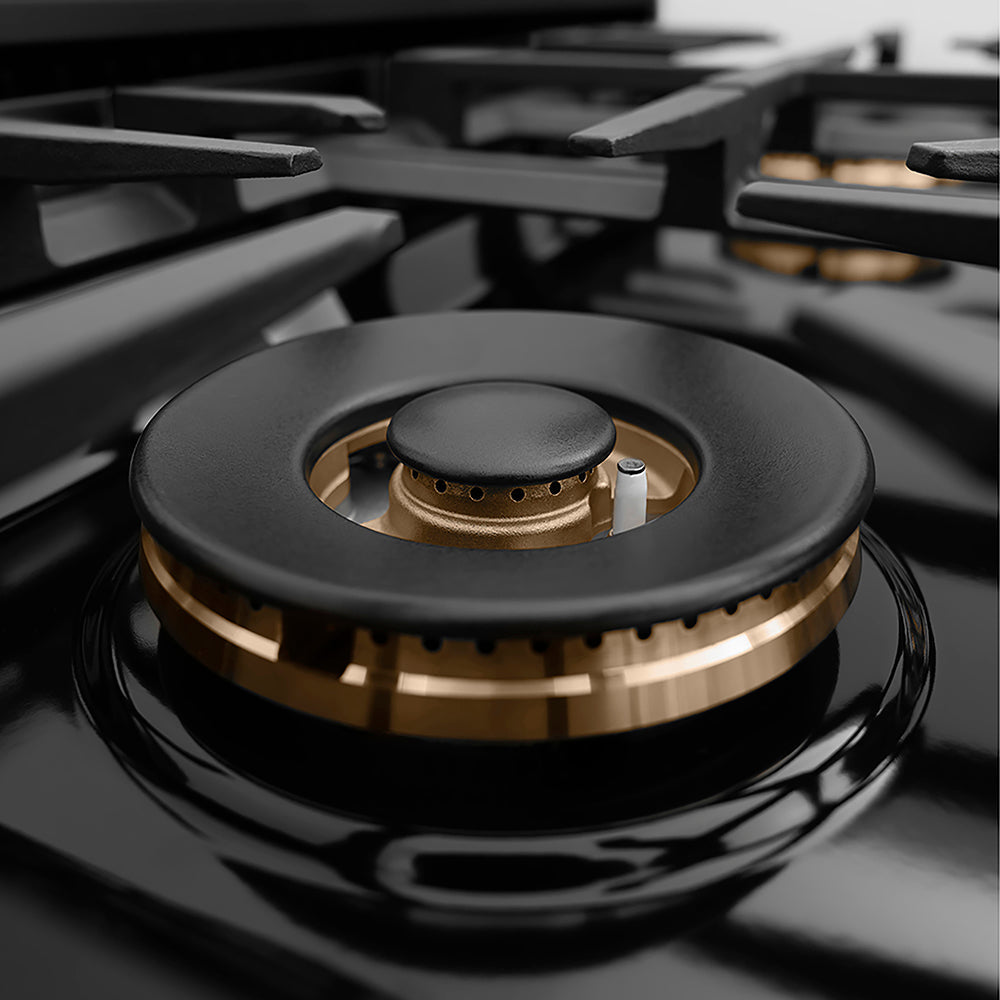 ZLINE Autograph Edition Classic 30-inch rangetop in black stainless steel and champagne bronze accents PCRTBZ-30-CB, from above