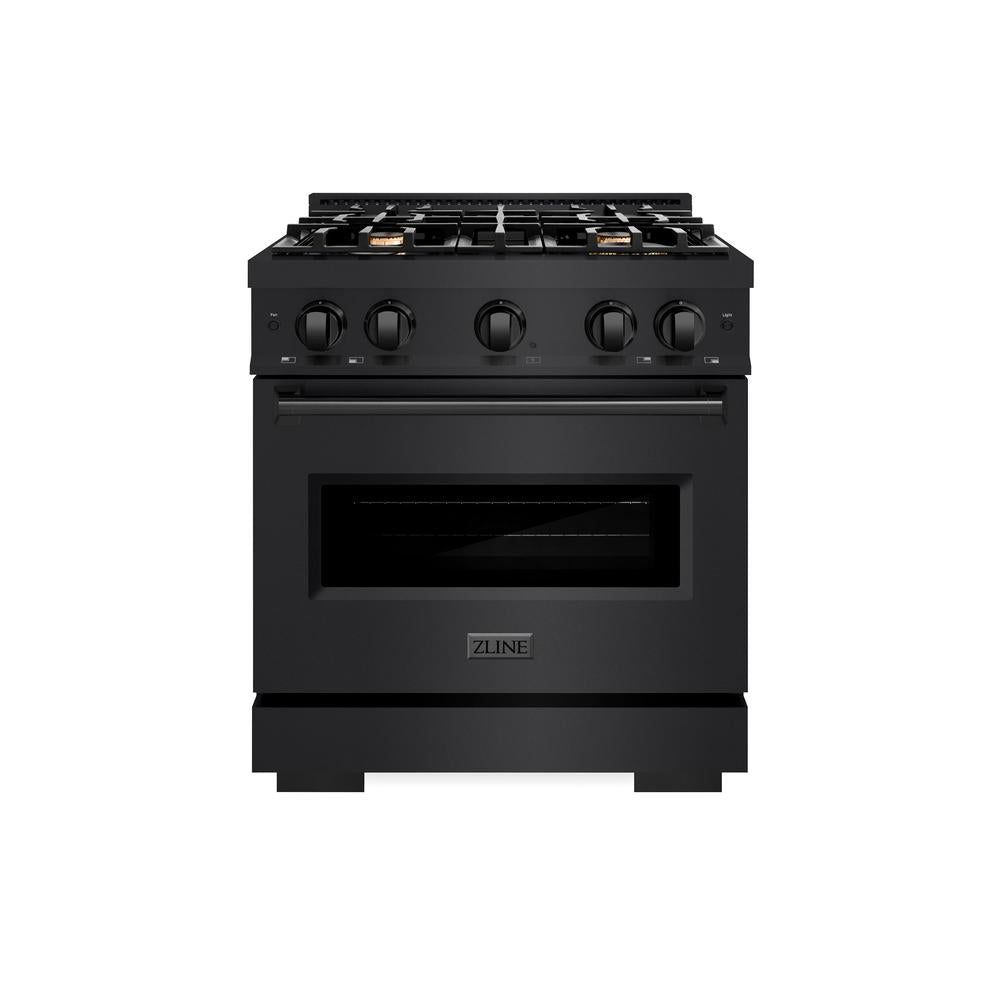 ZLINE Classic 30-inch range in black stainless steel CDRB-BR-30, front view