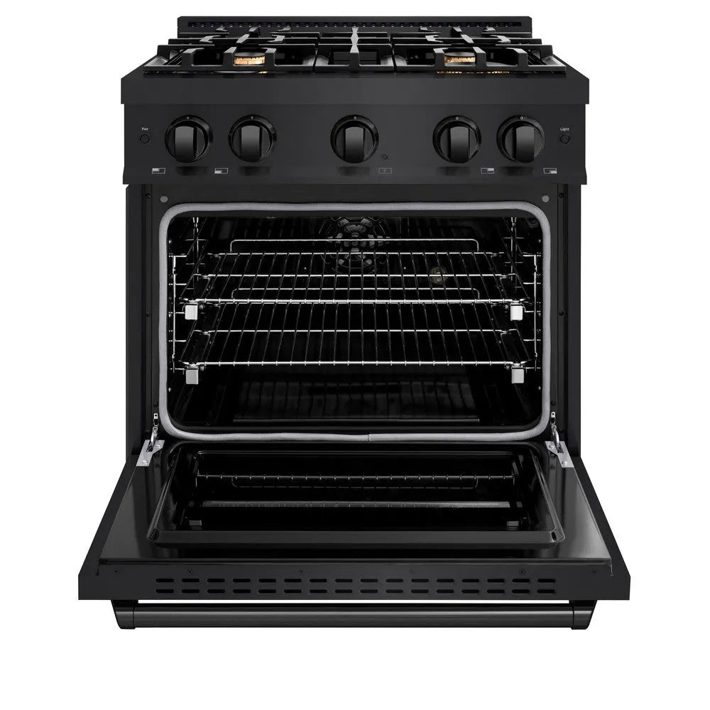 ZLINE Classic 30-inch range in black stainless steel CGRB-BR-30, front view