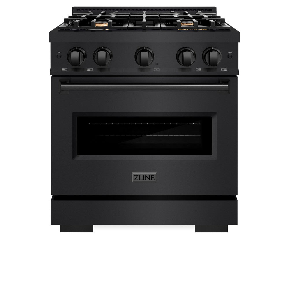 ZLINE Classic 30-inch range in black stainless steel CDRB-BR-30, front view
