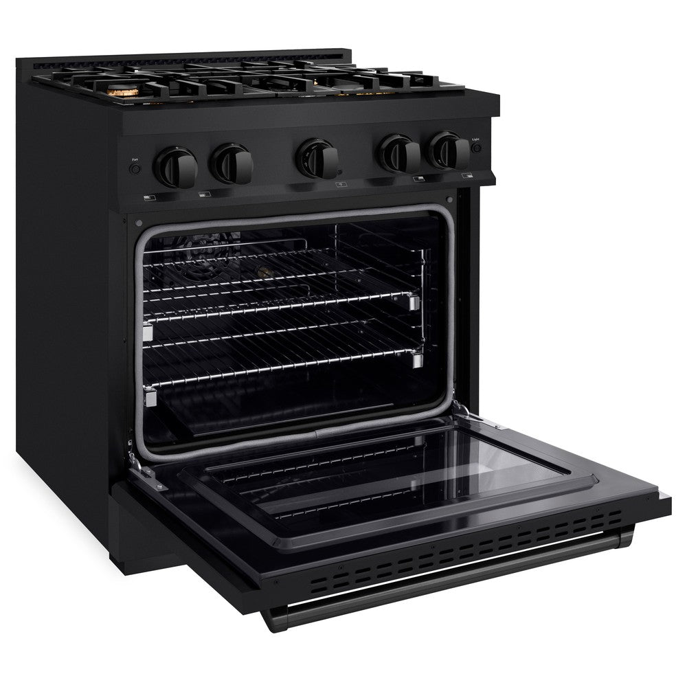 ZLINE Classic 30-inch range in black stainless steel CDRB-BR-30, door open