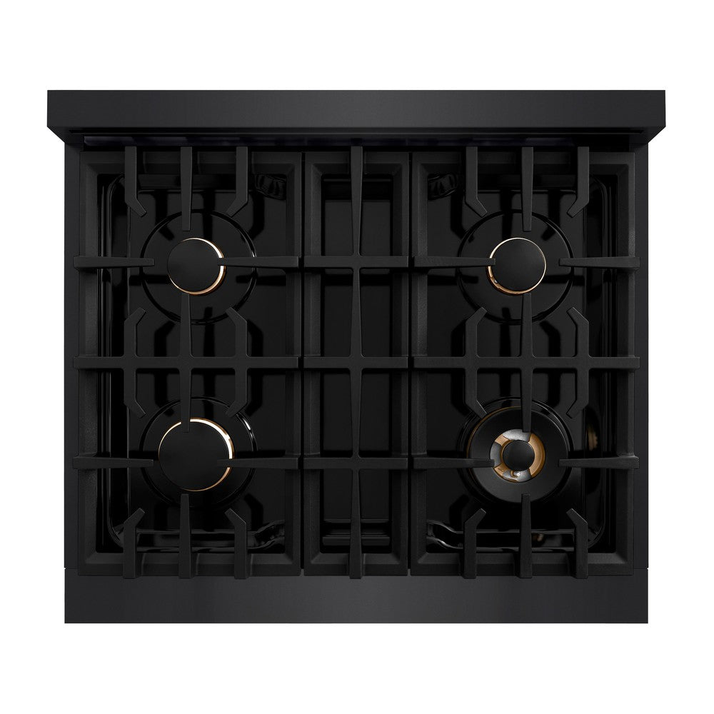 ZLINE Classic 30-inch range in black stainless steel CGRB-BR-30, from above