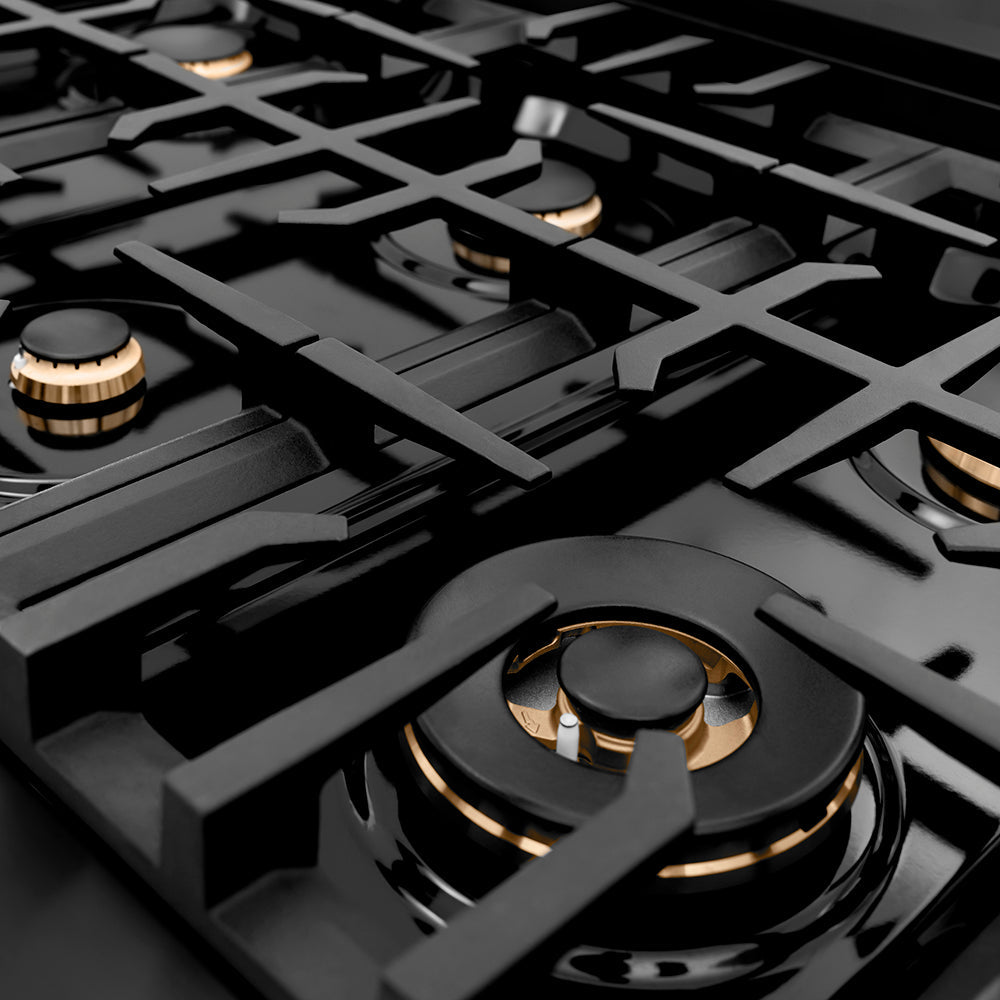 ZLINE Classic 48-inch rangetop in black stainless steel RTB-BR-48, from above