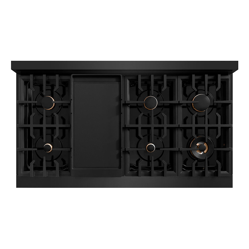 ZLINE Classic 48-inch rangetop in black stainless steel RTB-BR-48, from above
