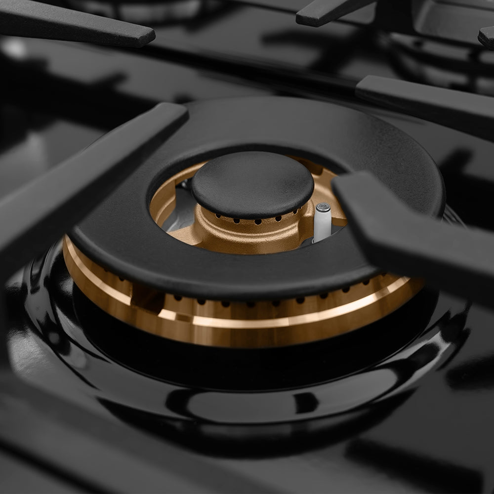 ZLINE Autograph Edition Classic 48-inch rangetop in black stainless steel and champagne bronze accents RTBZ-48-CB, from above