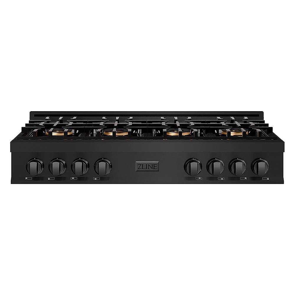 ZLINE Classic 48-inch rangetop in black stainless steel PCRTB-48, front view
