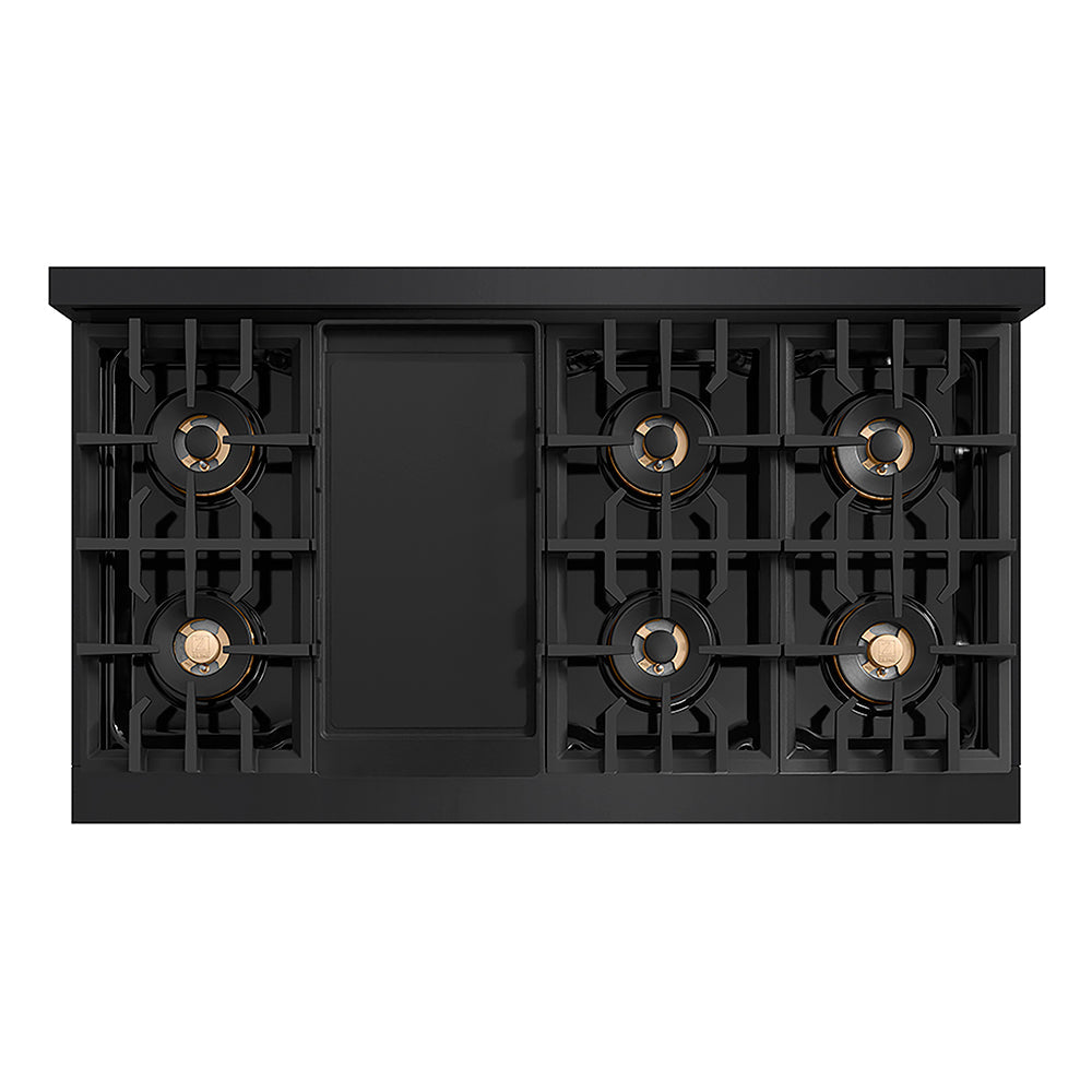 ZLINE Classic 48-inch rangetop in black stainless steel PCRTB-48, from above