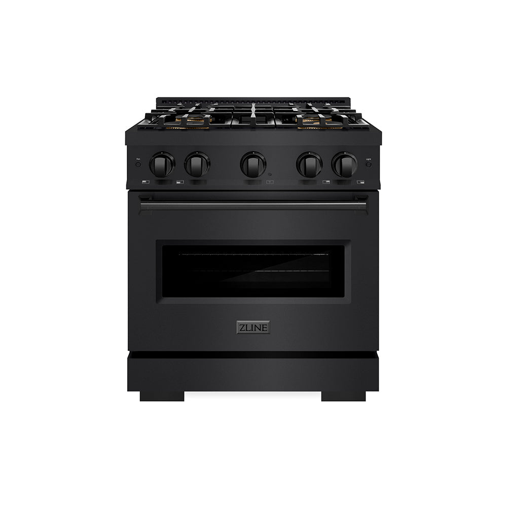 ZLINE Classic 30-inch range in black stainless steel PCDRB-30, front view