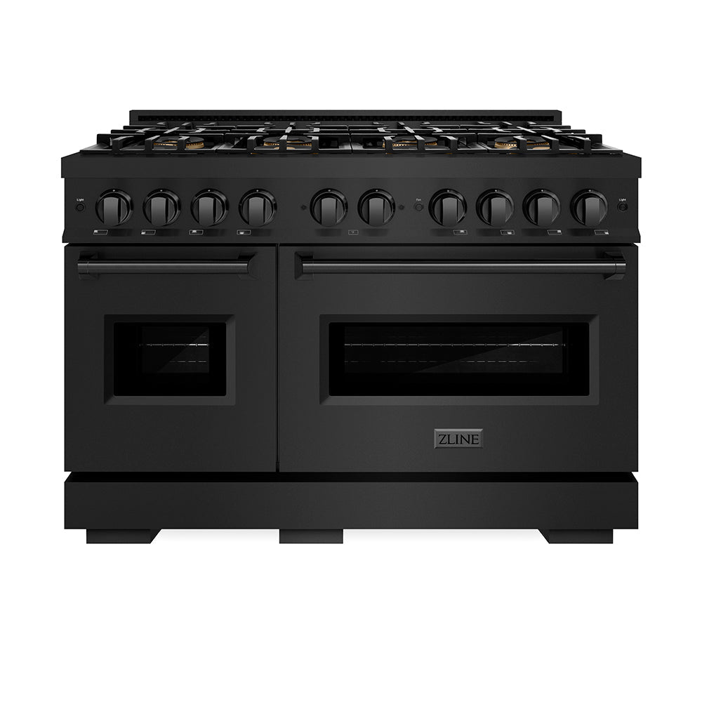 ZLINE Classic 48-inch range in black stainless steel PCDRB-48, front view