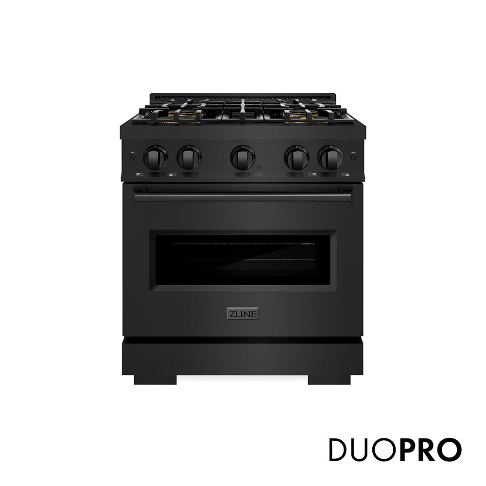 ZLINE Classic 30-inch range in black stainless steel with stainless steel door PCGRB-30