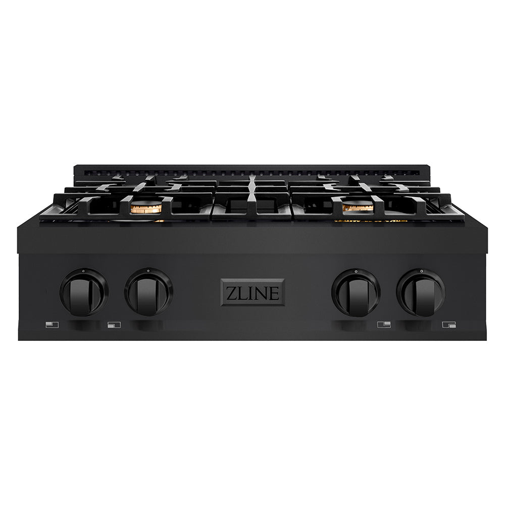 ZLINE Classic 30-inch rangetop in black stainless steel RTB-BR-30, front view