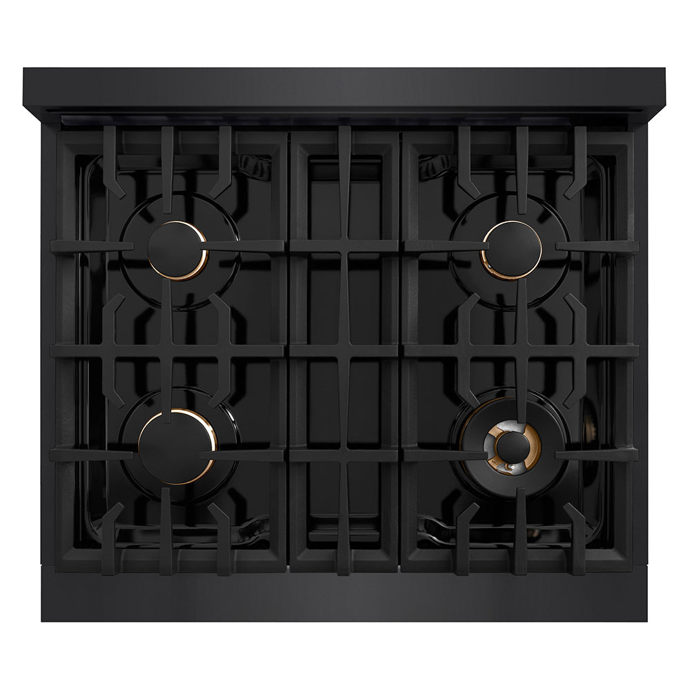 ZLINE Classic 30-inch rangetop in black stainless steel RTB-BR-30, from above