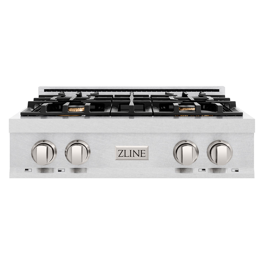 ZLINE Classic 30-inch rangetop in satin stainless steel RTS-BR-30, front view