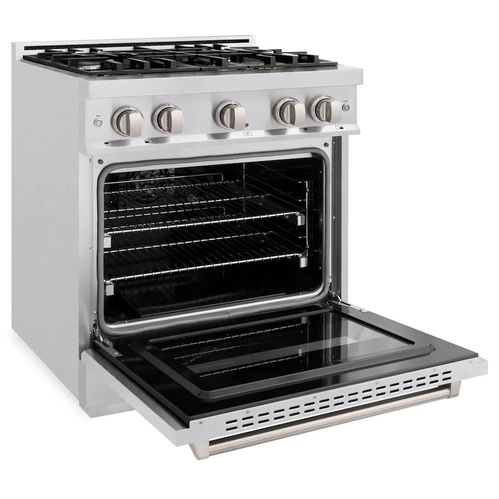 ZLINE Classic 30-inch range in satin stainless steel CDRS-30, door open