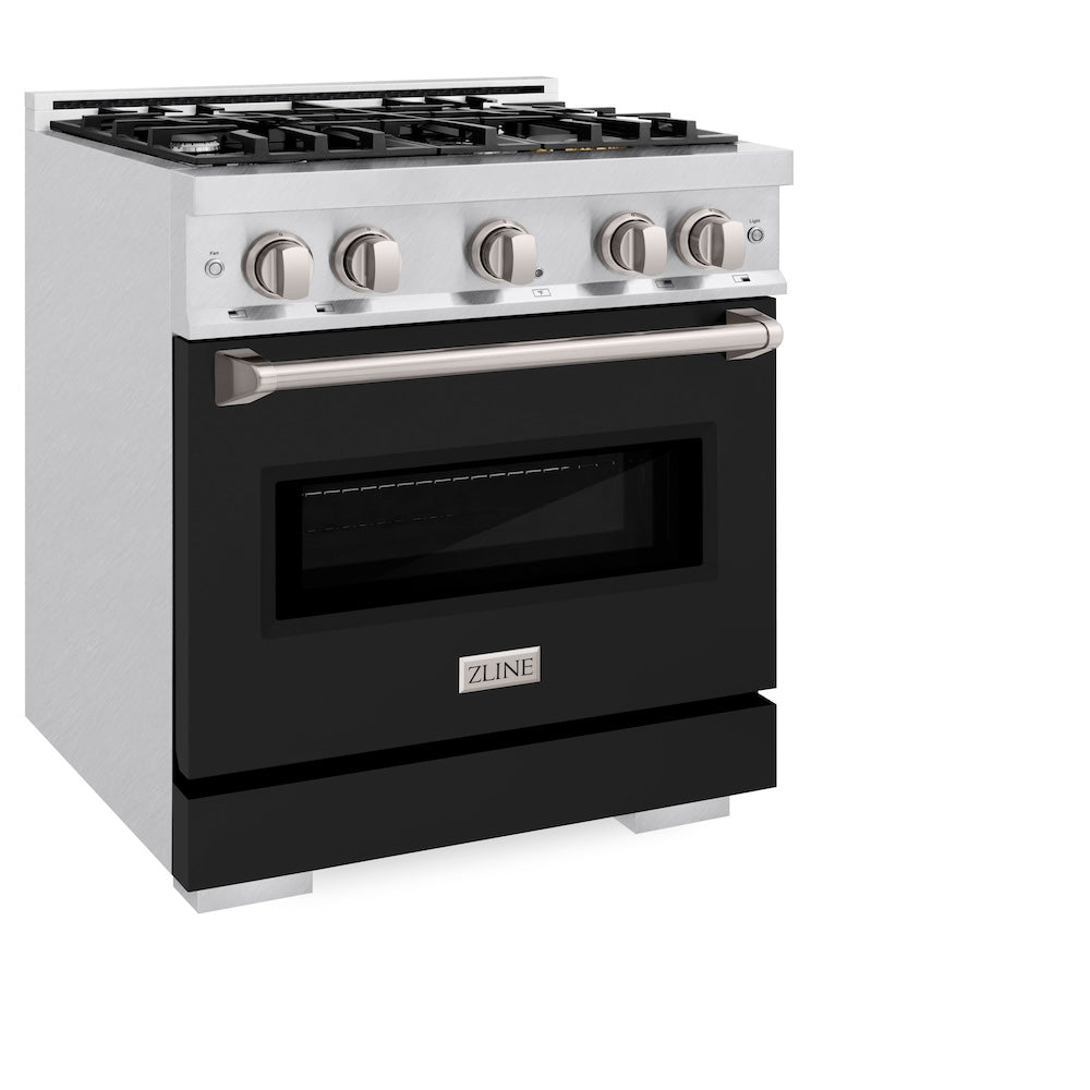 ZLINE Classic 30-inch range in satin stainless steel with black matte door CDRS-BLM-30, view 4