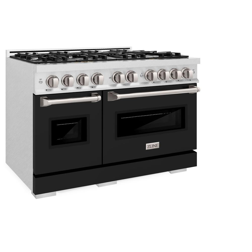 ZLINE Classic 48-inch range in satin stainless steel with black matte door CDRS-BLM-48, view 5
