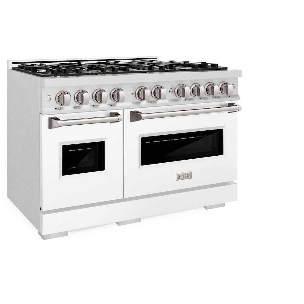 ZLINE Classic 48-inch range in satin stainless steel with white matte door CDRS-WM-48, view 5
