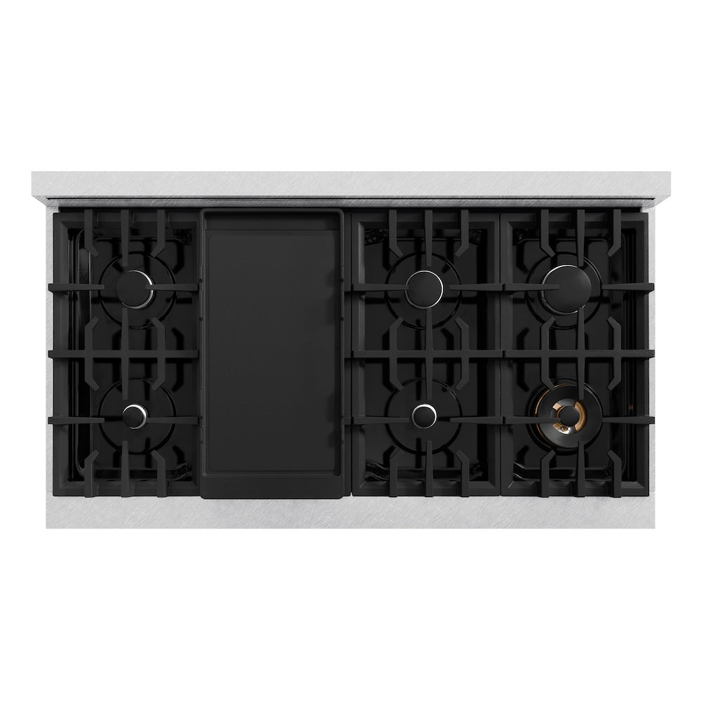 ZLINE Classic 48-inch range in satin stainless steel with white matte door CDRS-WM-48, from above