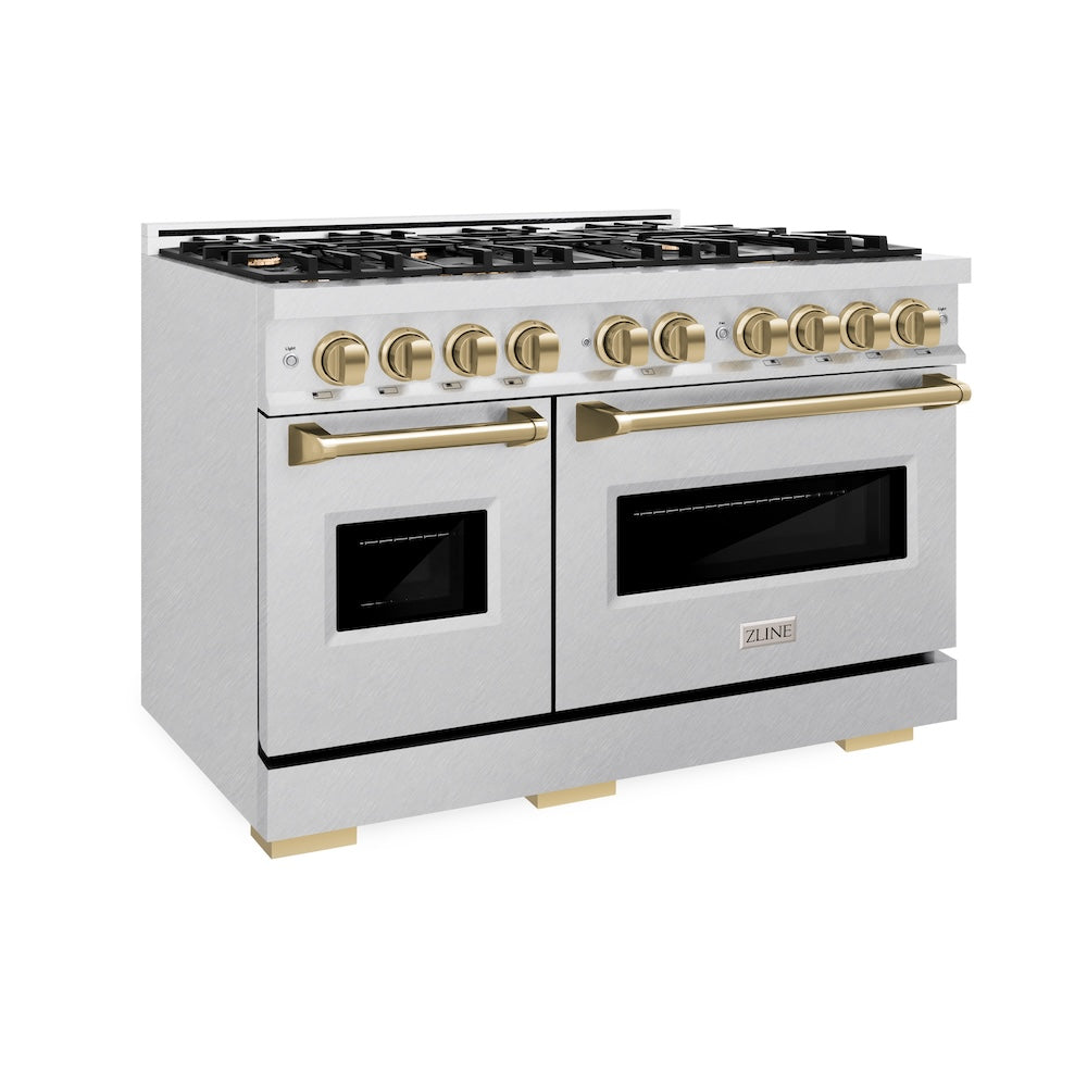 ZLINE Autograph Edition Classic 48-inch range in satin stainless steel and champagne bronze accents CDRSZ-48-CB