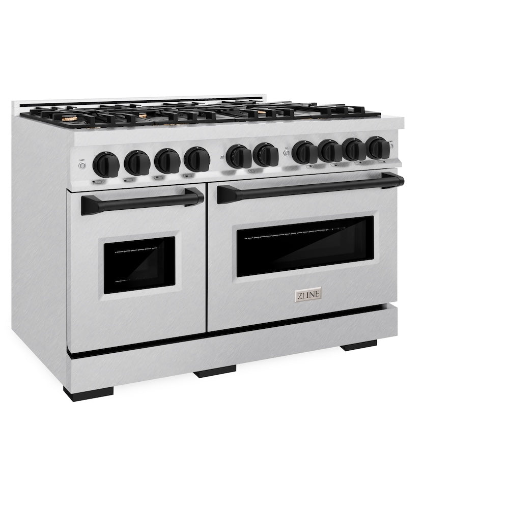 ZLINE Autograph Edition Classic 48-inch range in satin stainless steel and matte black accents CDRSZ-48-MB, view 5