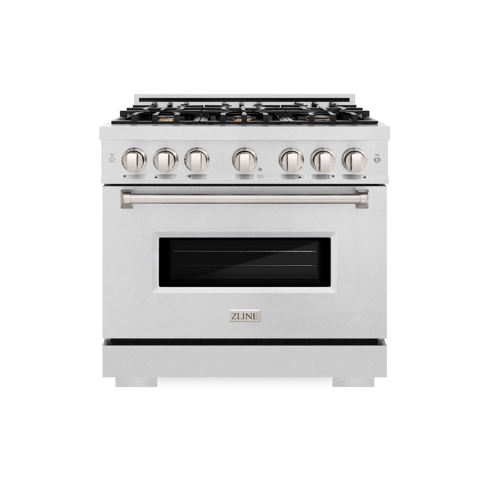ZLINE Classic 36-inch range in satin stainless steel CDRS-BR-36, front view