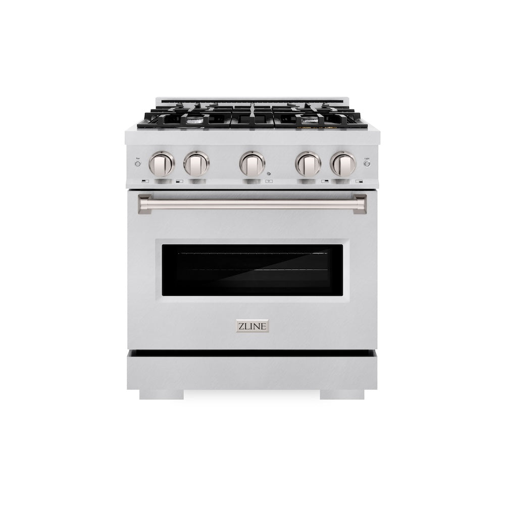 ZLINE Classic 30-inch range in satin stainless steel CGRS-30, front view