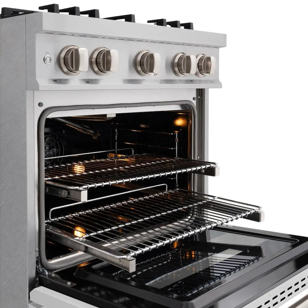ZLINE Classic 30-inch range in satin stainless steel with white matte door CGRS-WM-30, detail
