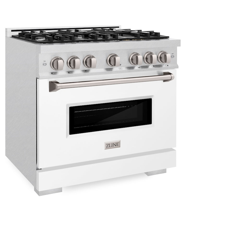 ZLINE Classic 36-inch range in satin stainless steel with white matte door CGRS-WM-36, view 5