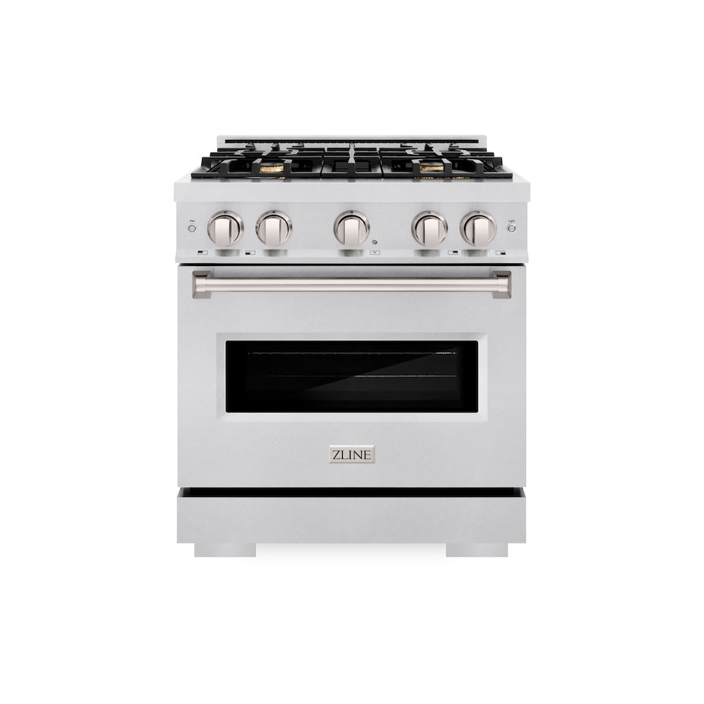 ZLINE Classic 30-inch range in satin stainless steel CGRS-BR-30, front view