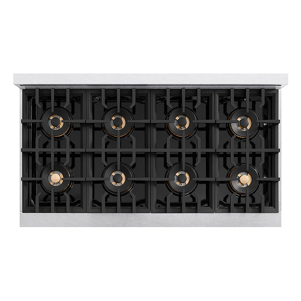 ZLINE Classic 48-inch rangetop in satin stainless steel PCRTS-48, from above