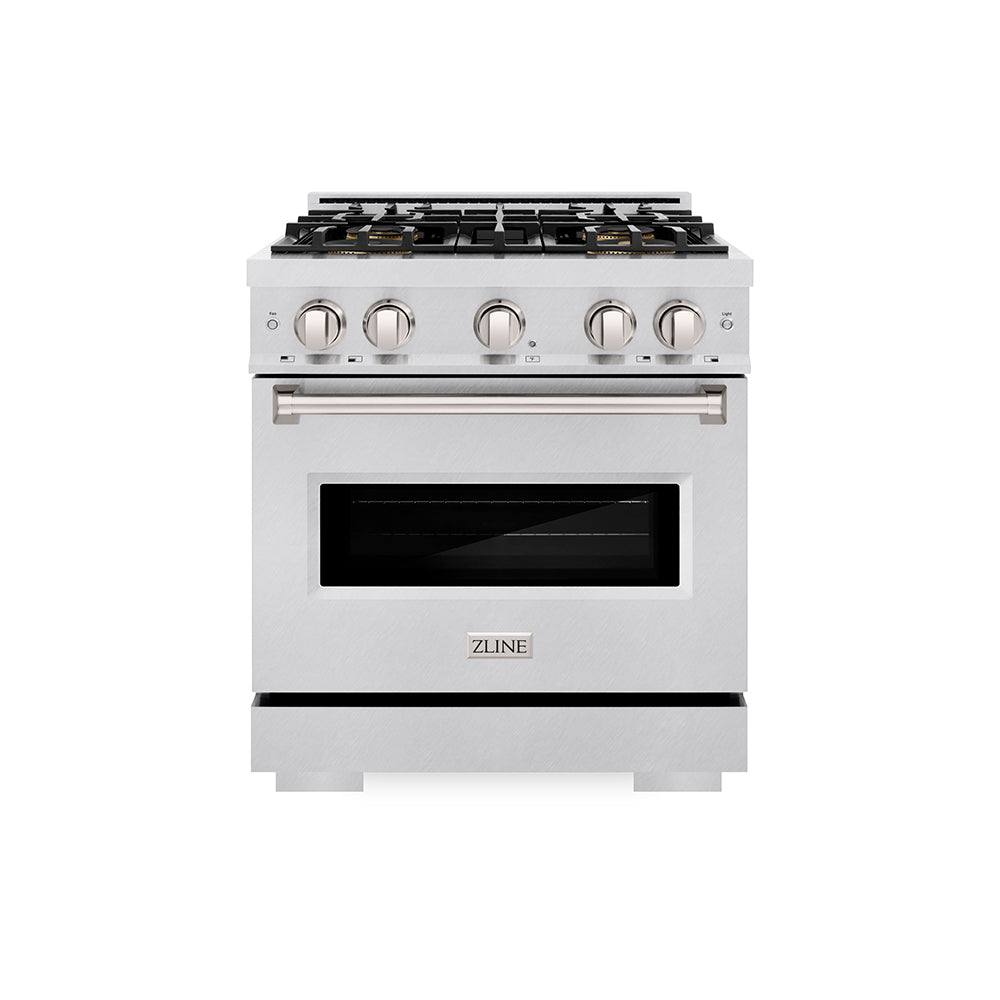 ZLINE Classic 30-inch range in satin stainless steel PCDRS-30, front view