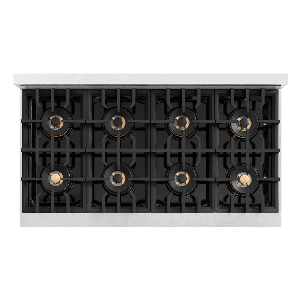 ZLINE Classic 48-inch range in satin stainless steel PCGRS-48, from above