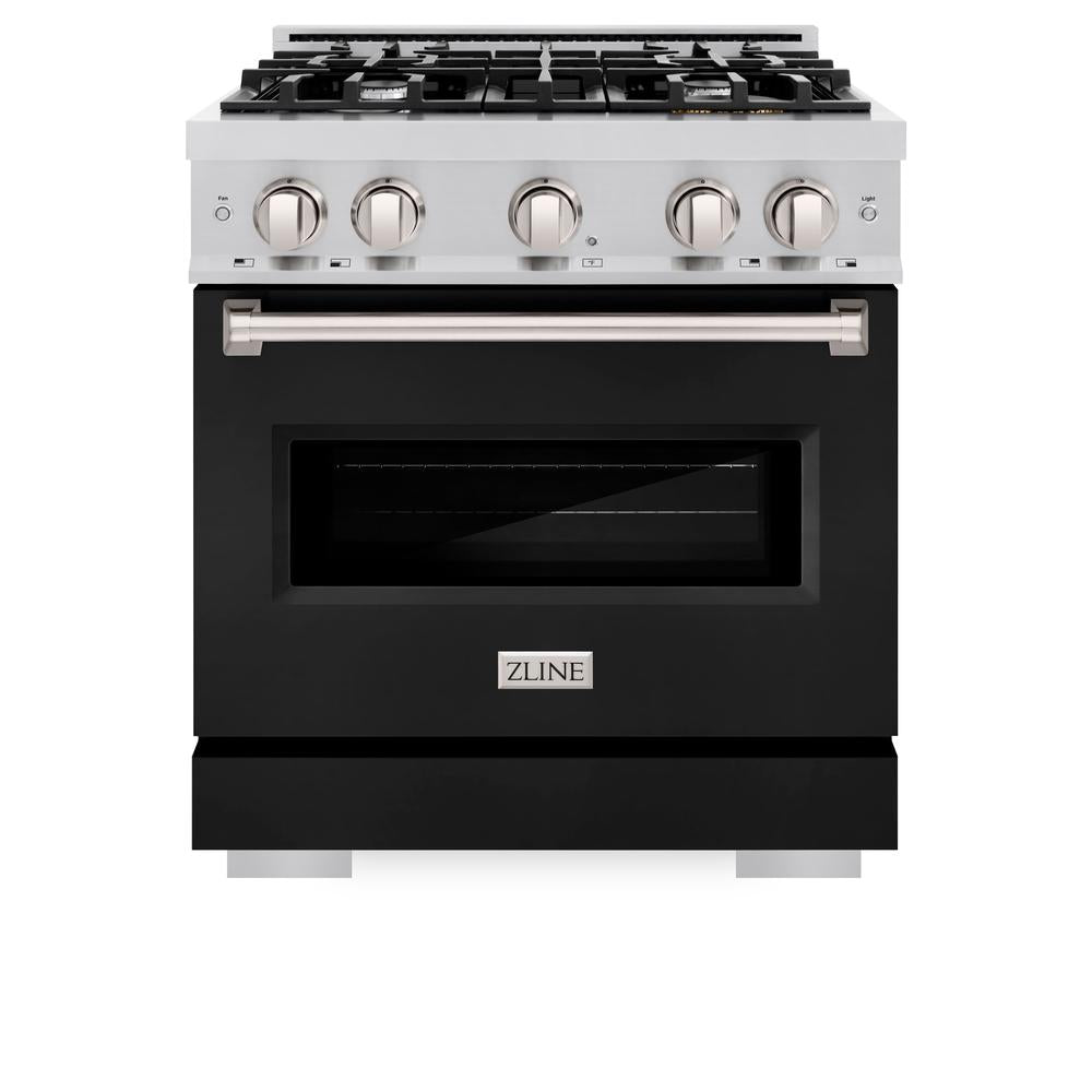 ZLINE Classic 30-inch range in stainless steel with black matte door CDR-BLM-30, front view