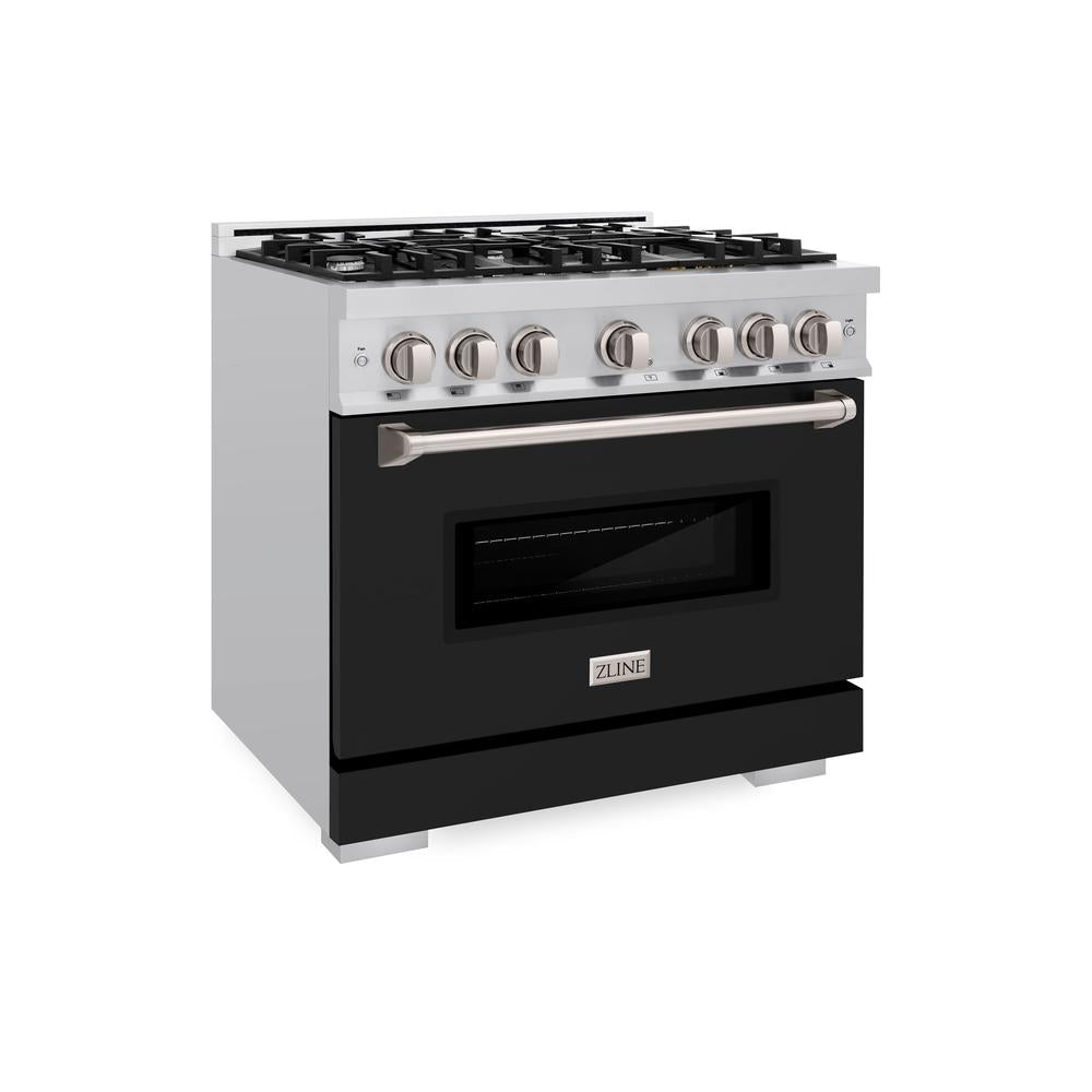 ZLINE Classic 36-inch range in stainless steel with black matte door CGR-BLM-36
