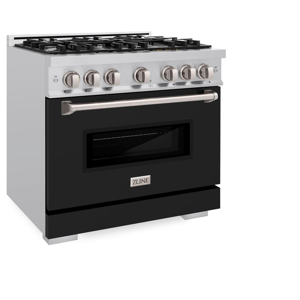 ZLINE Classic 36-inch range in stainless steel with black matte door CDR-BLM-36, view 5