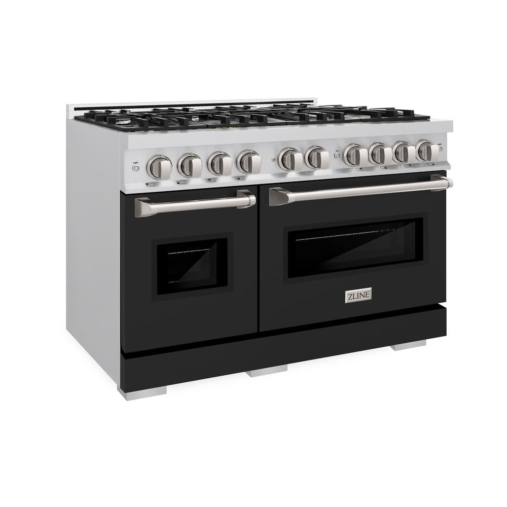 ZLINE Classic 48-inch range in stainless steel with black matte door CDR-BLM-48
