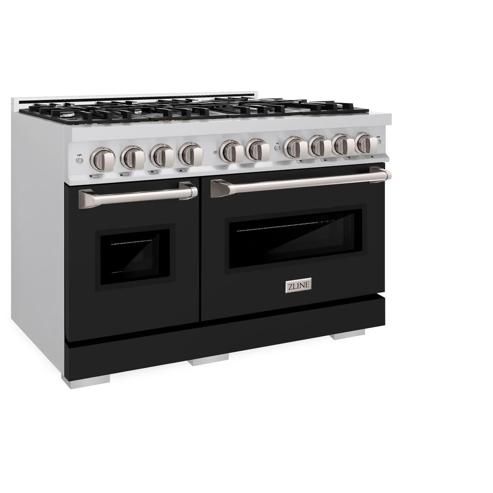 ZLINE Classic 48-inch range in stainless steel with black matte door CDR-BLM-48, view 4