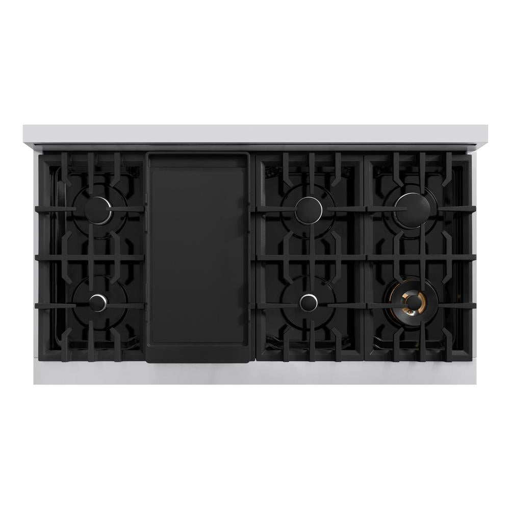 ZLINE Classic 48-inch range in stainless steel with black matte door CDR-BLM-48, from above