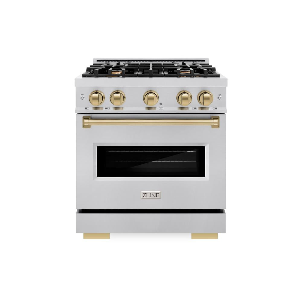 ZLINE Autograph Edition Classic 30-inch range in stainless steel and champagne bronze accents CDRZ-30-CB, front view