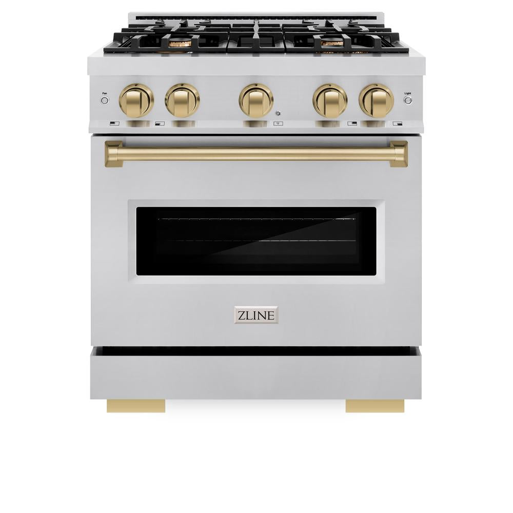 ZLINE Autograph Edition Classic 30-inch range in stainless steel and champagne bronze accents CDRZ-30-CB, front view