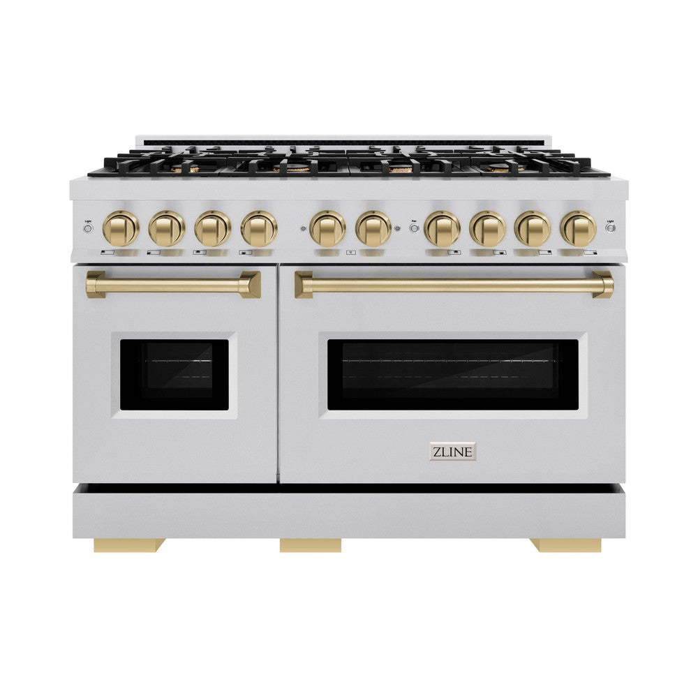 ZLINE Autograph Edition Classic 48-inch range in stainless steel and champagne bronze accents CDRZ-48-CB, front view