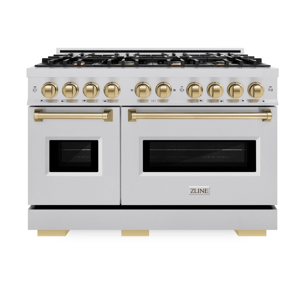 ZLINE Autograph Edition Classic 48-inch range in stainless steel and champagne bronze accents CDRZ-48-CB, front view