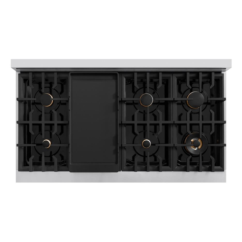 ZLINE Autograph Edition Classic 48-inch range in stainless steel and champagne bronze accents CDRZ-48-CB, from above