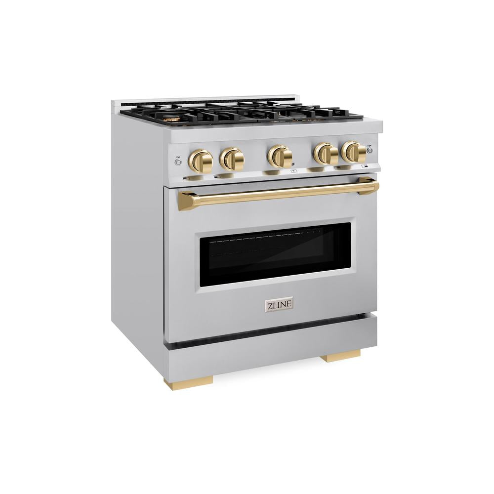 ZLINE Autograph Edition Classic 30-inch range in stainless steel and polished gold accents CDRZ-30-G